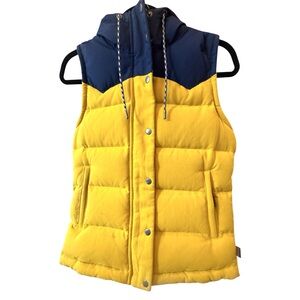 Patagonia Bivy Hooded Down Vest Women’s XS Sulfur Yellow/Navy